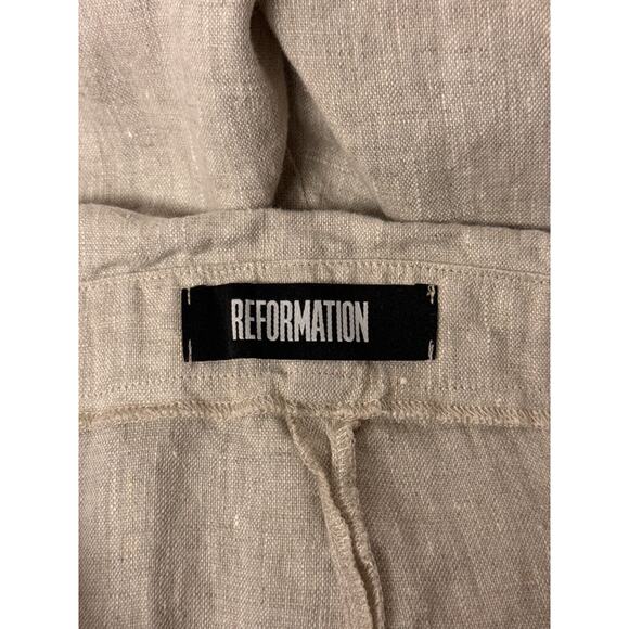 Reformation Pants 2 Womens Beige Folded Over Tapered Crop Leg Trouser - Picture 6 of 7